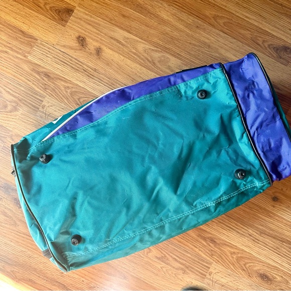 Women’s Men’s Vintage 90’s Teal Purple Spaulding Gym Bag Duffle Travel Luggage * - Picture 3 of 9